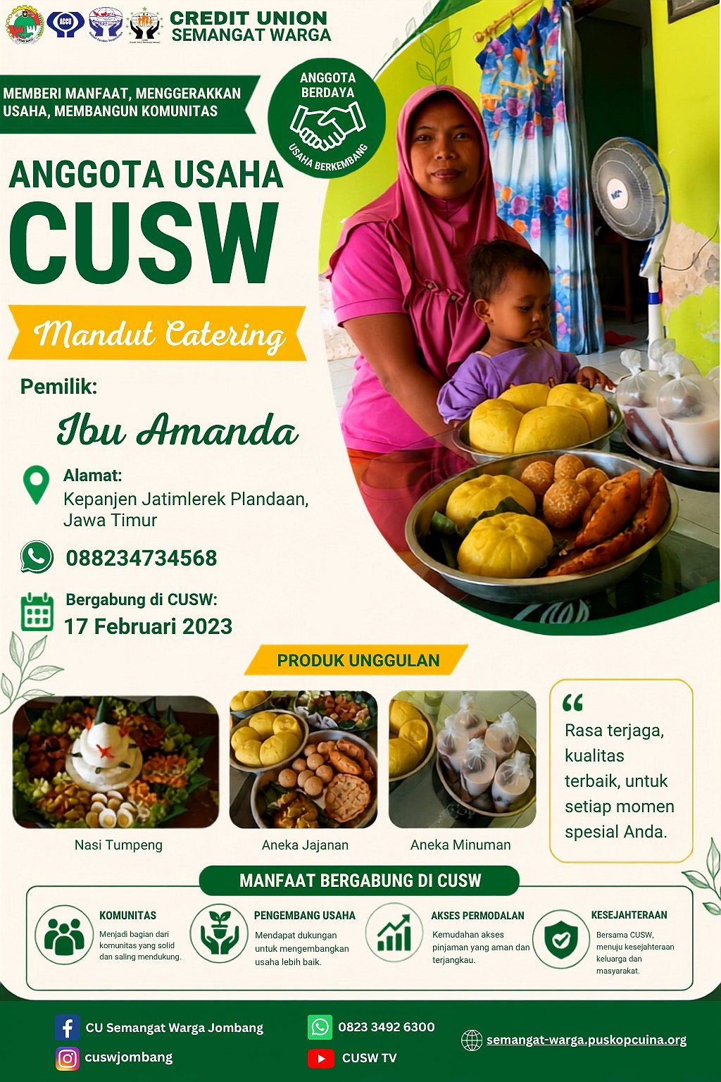 Anggota Usaha CUSW : Mandut Catering, Jatimlerek Plandaan