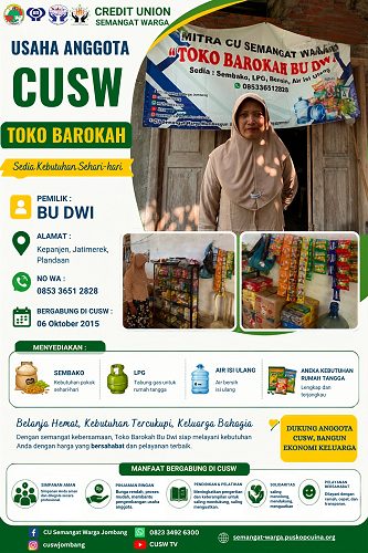 Toko Barokah Bu Dwi, Mitra Usaha Anggota Credit Union Semangat Warga