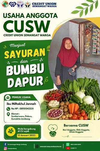 Usaha Anggota CUSW : Ibu Miftakhul Jannah penjual sayur dan bumbu dapur