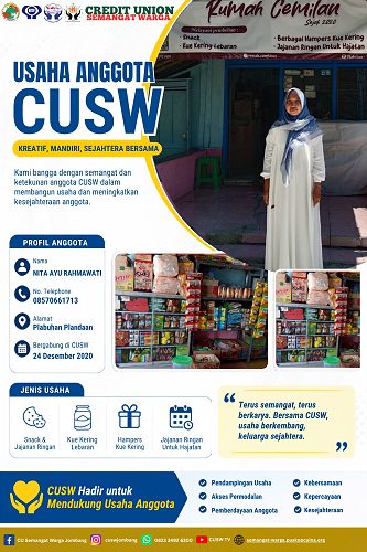 Usaha Anggota CUSW: Rumah Cemilan, Terus Berkarya dan Bertumbuh Bersama